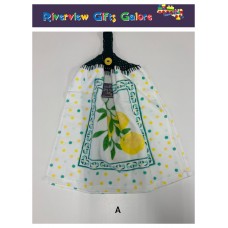 Crochet Top Hand Towel / Tea Towel - Lemons and Green Mosaics Crochet Top Hand Towel / Tea Towel - Lemons and Green Mosaics